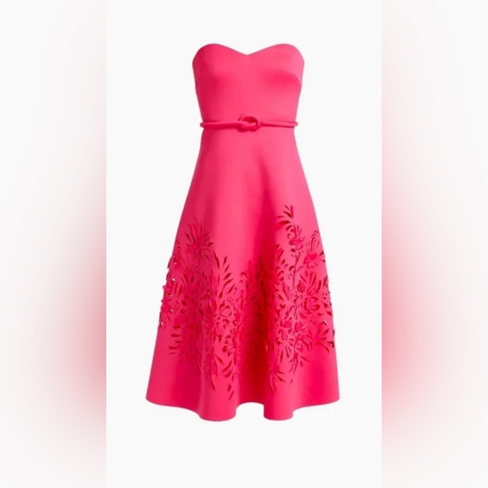 Badgley Mischka Strapless Laser-Cut Floral Dress NWOT Size 2